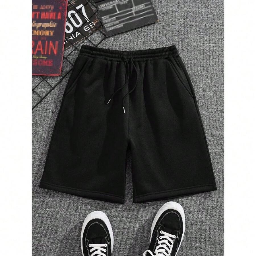 Men's Bermuda Sweatpants Training Shorts Gym Sports Plain With Pocket - 黑色 - 查看 1