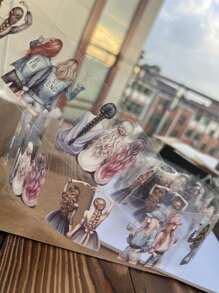 50mm*2M Waterproof Retro Human Figure PET Decor Washi Tape, Cute Girl Diary Scrapbook Craft Masking Tape For Decor And Layering Back To School