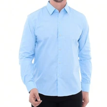 Men's Slim Dress Shirt – Fitted Cut And Modern Style - 藍色 - 查看 5