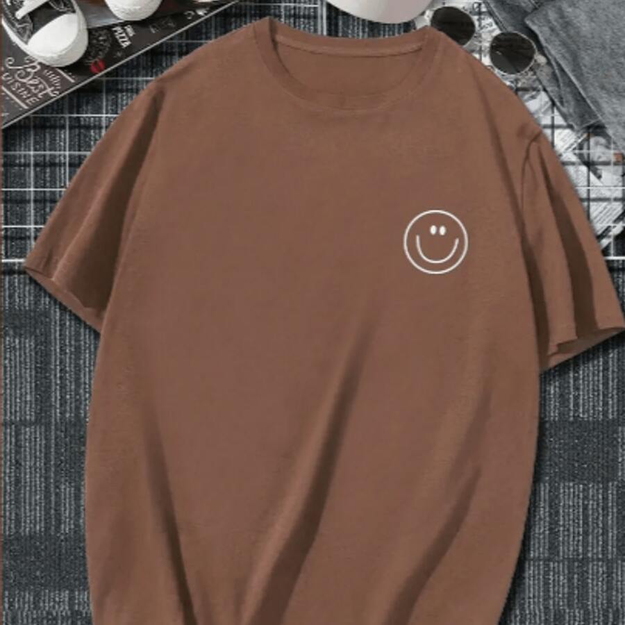 T-Shirt Smile Shirt Happy Face Shirt Various Colors - Rỉ Nâu - Xem 1
