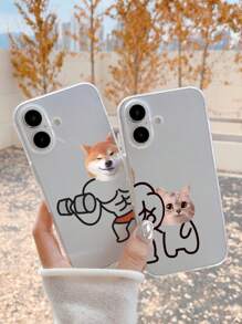 2个印花手机壳，透明手机壳，趣味健身运动手机壳，哑铃手机壳，可爱猫狗图案手机壳，兼容 11/12/13/14/15/15 Pro Max、 16/16 Pro/16 Plus/16 Pro Max/17 Pro Max、Galaxy A23 5G/A32 4G/A34/A54/S23 Ultra/S24+/A14/S20 FE/S21 5G/S26/S26 Plus/S26 Ultra - 彩色 - 查看 2