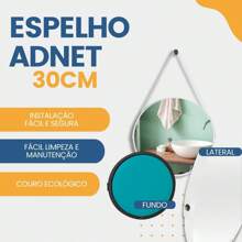 Kit Of 2 Round Mirrors, Black And Caramel, Decorative, Hanging Makeup Studio, 30cm Handle, Free Pin, Living Room, Bathroom, Bedroom, Office - trắng - Xem 6