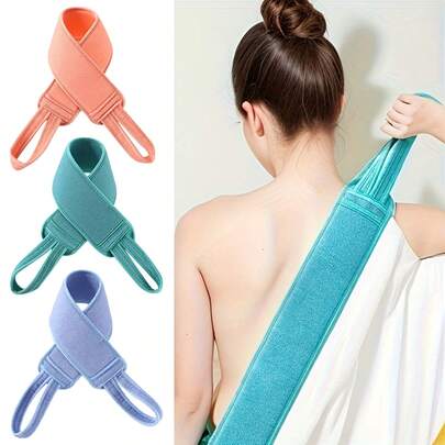 1 件双面去角质背部擦洗毛巾 - 男女通用长沐浴刷 | 无需电池 | 非常适合身体清洁和水疗使用，去角质沐浴手套，身体刷，水疗泡沫身体按摩，双面去角质和清洁工具