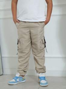 KIT 3 Jogger Pants For Kids, Boys, Youth, Boys, Cargo Pants, 4 Colors, 4 Pockets, Autumn, Winter, Black, Military Green, Red, Christmas, Beige - 彩色 - 查看 3
