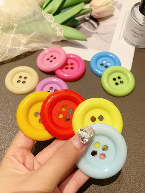 3.4cm/4.8cm/6.0cm Large Handmade Toy Diy Decorative Button Random Color Shipping, DIY Clothing Decoration, Jute Ribbon Rope Cord DIY Wedding Jute Twine Crafts Gift Party Decor