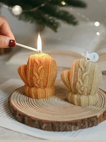 1pc Christmas Glove Shaped Scented Candle, Suitable For Home Decor, Party, Dining Table, Holiday Gifts, Gift Box Christmas Decorations Room Decor, Christmas Gifts - Multicolor - View 6