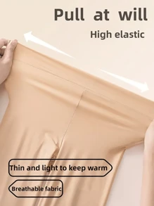 Set de 2 pares de mallas térmicas sin costuras de unicolor, pantalones ajustados de cintura alta para el otoño/invierno