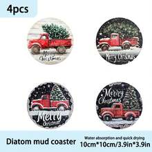 1 bộ/4/6 miếng lót ly bằng bùn diatomit chủ đề xe bán tải màu đỏ Giáng sinh - Miếng lót ly sáng tạo, miếng lót ly cà phê, miếng lót ly, miếng lót bàn ủi - Lý tưởng để trang trí nhà và nhà hàng, quà tặng sinh nhật hoặc ngày lễ đẹp mắt, trang trí bàn quầy nước, trang trí ngày lễ, trang trí nhà cửa, trang trí văn phòng, trang trí tiệc theo chủ đề, thích hợp cho nhà, văn phòng, quán bar, trang trí Giáng sinh, đồ dùng cho tiệc Giáng sinh - Nhiều màu - Xem 7