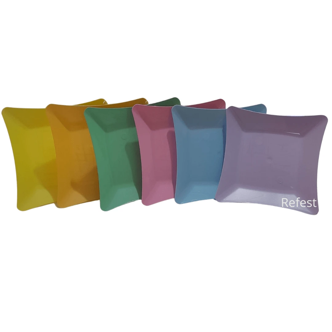 Kit 60 Reinforced Colorful Candy Color Plates For Children's Tea Party - 彩色 - 查看 1