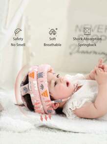 一套婴儿幼儿头盔和防滑护膝，适合学习走路、爬行、跑步和玩耍，护膝可防止头部受伤。 - 粉色 - 查看 4