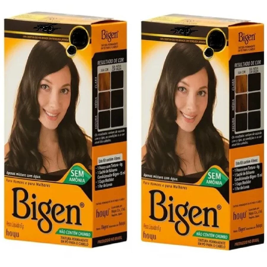 Kit 2 Bigen Ammonia-Free Coloring Powder Dye Your Choice - 1.01 Natural Black - View 1