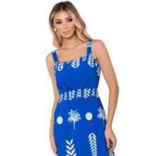 Long Viscose Dress - Azul - Ver 3