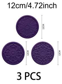 lovely flower Set Of 3pcs Traditional Round Silicone Coaster,Cup Mat Kitchen Table Heat-Resistant Coasters And Thick Insulation Pads//Coaster Set For Home Decor Tabletop Protection Suitable For Kinds Of Cups