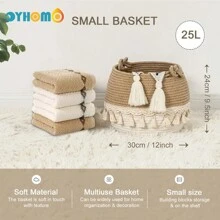 OYHOMO 1/2pcs Woven Storage Basket, Suitable For Organizing Toys, Snacks, Small And Tidy, Suitable For Bedroom, Gifts, Empty Shelves, Wardrobe, Vanity, Can Be Used As Makeup, Jewelry, Key Storage Box/Container - Khaki - View 11