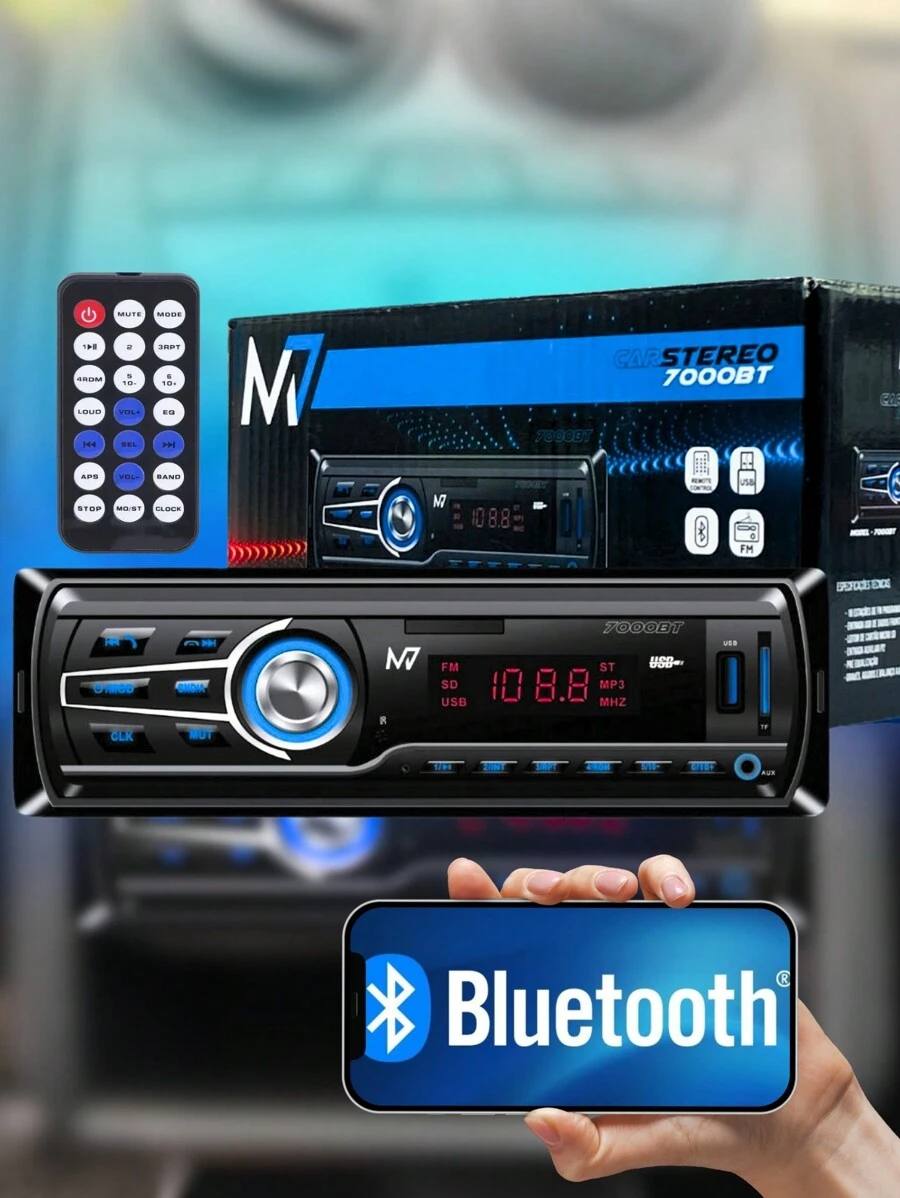 Pioneer 1DIN Universal 7000BT M7 Bluetooth Radio USB SD Card RCA Car Stereo System - 黑色 - 查看 1