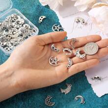 20/50 PCS Charms style lune Lune en argent antique avec pendentifs en alliage étoile pour DIY collier bracelet boucle d'oreille bijoux (mélangé au hasard)