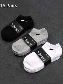 15 Pairs Unisex Simple And Fashionable Daily Wear Short Socks
