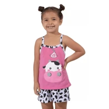 Children's Pajamas With Cow Print Summer - 粉色 - 查看 3