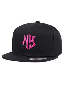 1 pieza Gorra de béisbol con bordado de letra NY, adecuada para juegos de béisbol, baloncesto, otoño, estilo deportivo, atuendo de los años 90, colores brillantes, cierre ajustable, sombrero de moda con protección solar para actividades al aire libre, fiestas en la playa y uso casual - color sólido - Ver 19
