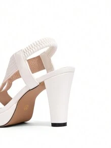 White Women High Heel Wedge Waterprooof Platform Sandals, Breathable Cross Strap Ankle Strap Shoes