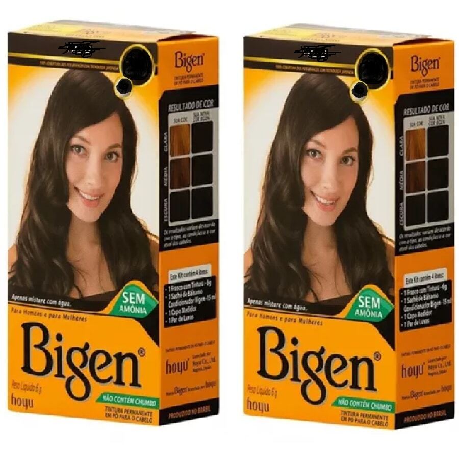 Kit 2 Bigen Ammonia-Free Coloring Powder Dye Your Choice - 6.7 巧克力 - 查看 1