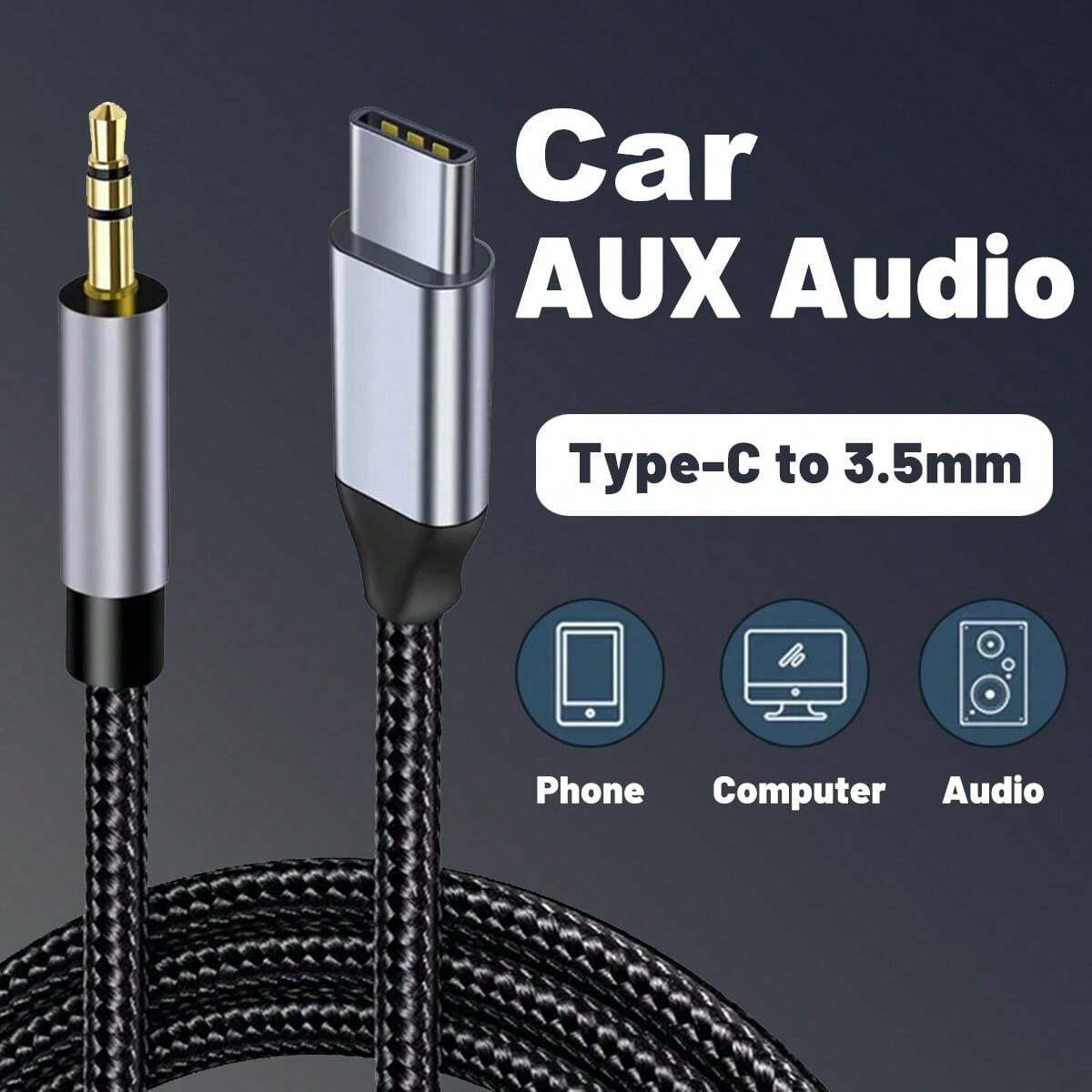 1pc AUX Car Audio Cable, Digital AUX Audio Cable, Smartphone To Car AUX
