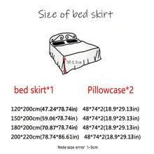 3 Stücke Umrandung Multilateral Rock Bettbezug mit 2 Stücke Kissenbezügen, feuchtigkeit absorbierend und atmungsaktiv, verdicktes Fleece weich und bequem, komplett umwickelt mit elastischen Bändern und Rand, Bett Rock Set zum Nacktschlafen, maschinenwaschbar, für alle Jahreszeiten geeignet, geeignet für die ganze Familie - Verschiedenfarbig - Übersicht 2