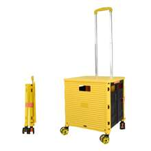 Foldable Utility Cart Folding Portable Rolling Crate Handcart Shopping Trolley Wheel Box With Lid Wear-Resistant Noiseless 360°Rotate Wheel For Travel Shopping Moving Storage Office