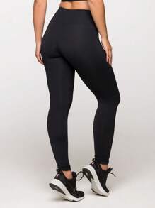 Women's Basic Gym Polyamide Fitness Leggings Navy Blue And Gray Intense Lot Fitness Collection - Black - View 2