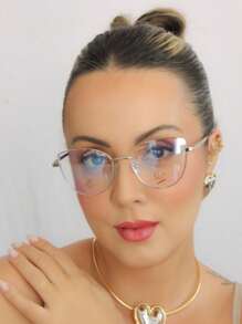 AMIA Women's Metal Eyeglass Frame With Blue Light Filter Lenses MOD 3002 - 銀色 - 查看 1