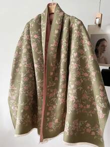 1 chiếc khăn choàng cổ ấm áp bằng vải jacquard giả lông cừu cho nữ, thích hợp sử dụng hàng ngày, mùa thu/đông - Nhiều màu - Xem 4