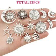 13/20/50PCS Craft Supplies Mixed Antique Silver Sun Moon Stars Charms Pendants For Crafting Jewelry Findings Making Accessory For DIY Necklace Bracelet(Random Mixed) - Antique Silver - View 13