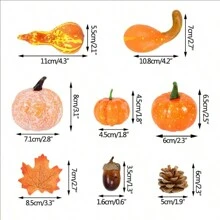 50 szt., dekoracje na Halloween, Święto Dziękczynienia, sztuczne dynie i tykwy, 8 szt. sztucznych dyń, 12 szt. szyszek i żołędzi, 30 szt. sztucznych liści klonu, jesienne weselne stoły, ozdoby centralne, Boże Narodzenie