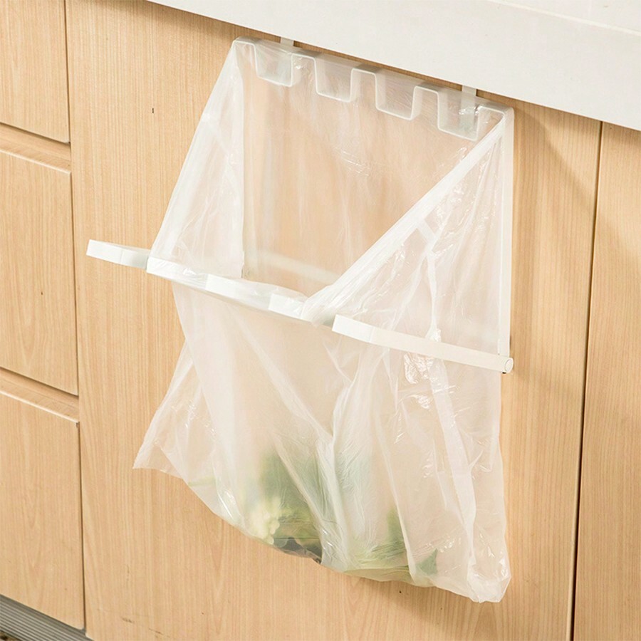 1pc Foldable Garbage Rack, Kitchen Door Hanging Plastic Bag
