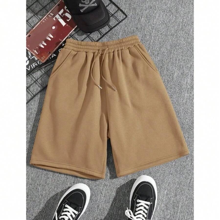 Men's Bermuda Sweatpants Training Shorts Gym Sports Plain With Pocket - 米色 - 查看 1
