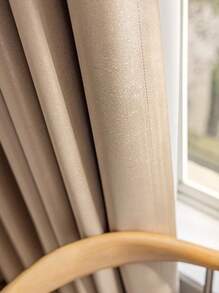 1pc Blackout Curtain And Solid Voile Cream White Curtain For Living Room And Bedroom With Noise Reducing And Privacy Window Drapes  - Khaki - View 7