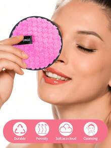 5/3/1 件可重复使用卸妆棉，卸妆海绵，洁面海绵，双面清洁，卸妆洗脸，温和护理所有肤质 - 紅色 - 查看 4