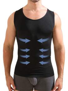 1pc Men's Athletic Compression Sleeveless Shirt, Breathable Strengthening Chest And Abdomen Under Base Layer