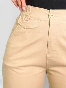 Women's Bermuda Shorts In Linen With Elastane Pockets Summer Fashion FL-Sd1115 - Màu be - Xem 2