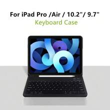 適用於ipad Pro 11英寸1、2代、12.9英寸3代、air 4、5、10.9英寸10代、ipad 7、8、9代、10.2英寸air3/pro 10.5英寸、air2、9.7英寸平板電腦的鍵盤套,附有筆槽 - 黑色 - 查看 4