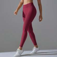 2024 Sexy V Back Scrunch Butt Leggings For Women Ruched Butt Lifting Workout Leggings Booty Gym Yoga Pants - Burgundy - View 6