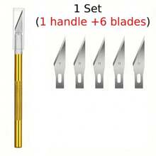 6/12 件精密工艺爱好刀套件 - 高精度实用艺术精密刀套装，配有极其锋利的剃须刀，适用于雕刻、建筑建模、剪贴簿、DIY 艺术品切割等 - 适合手工艺个人和专业人士的综合工具（6 毫米铝合金手柄，带 11# 1# 3# 4# 刀片） - 彩色 - 查看 19