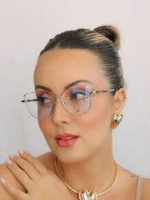 AMIA Women's Metal Eyeglass Frame With Blue Light Filter Lenses MOD 3002 - 銀色 - 查看 2