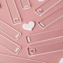 1 Set Of 2pcs 2mm/3mm/4mm/5mm/6mm Thickness Acrylic Resin Soft Clay Thickness Ruler Tiles, Flat Forming Mat And Ear Rings DIY Craft Tool - White - View 6