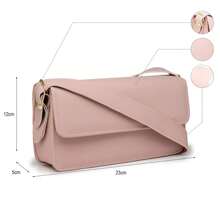 Women's Square Bag With Two Buckles Casual - Baby Pink - View 5