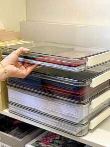 1 hộp lưu trữ đa năng, hộp lưu trữ trong suốt gia dụng, hộp lưu trữ tài liệu PET, sổ đăng ký kết hôn dữ liệu văn phòng, hộp lưu trữ giấy tờ hộ chiếu bất động sản, vật dụng lưu trữ tại nhà ký túc xá văn phòng - Trong sáng - Xem 1