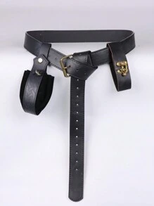 3PCS Renaissance Belt Waist Bag Retro Mug Holder Belt Accessory Halloween Cosplay (Cup Not Included) - Black - View 7