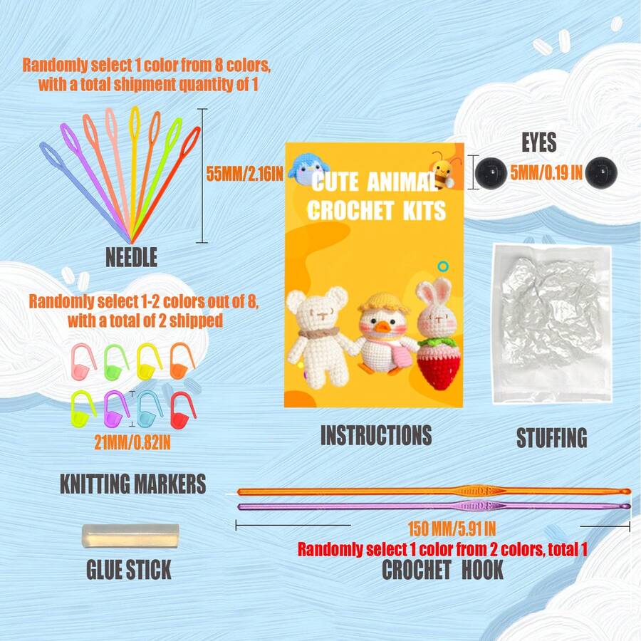 DIY Blue Elephant Crochet Kit For Beginners, Amigurumi Stuffed Animals