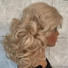 16in/40cm Blonde Wigs For Women With Bangs Synthetic Hair Women Wigs Natural Blonde Curly Wavy  For Women Daily Party Wig - Linen Gold - View 6