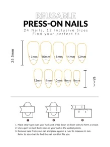 10 Pieces Of Handmade Black And Gold Cool Style Almond-Shaped Full-Coverage Nail Pieces